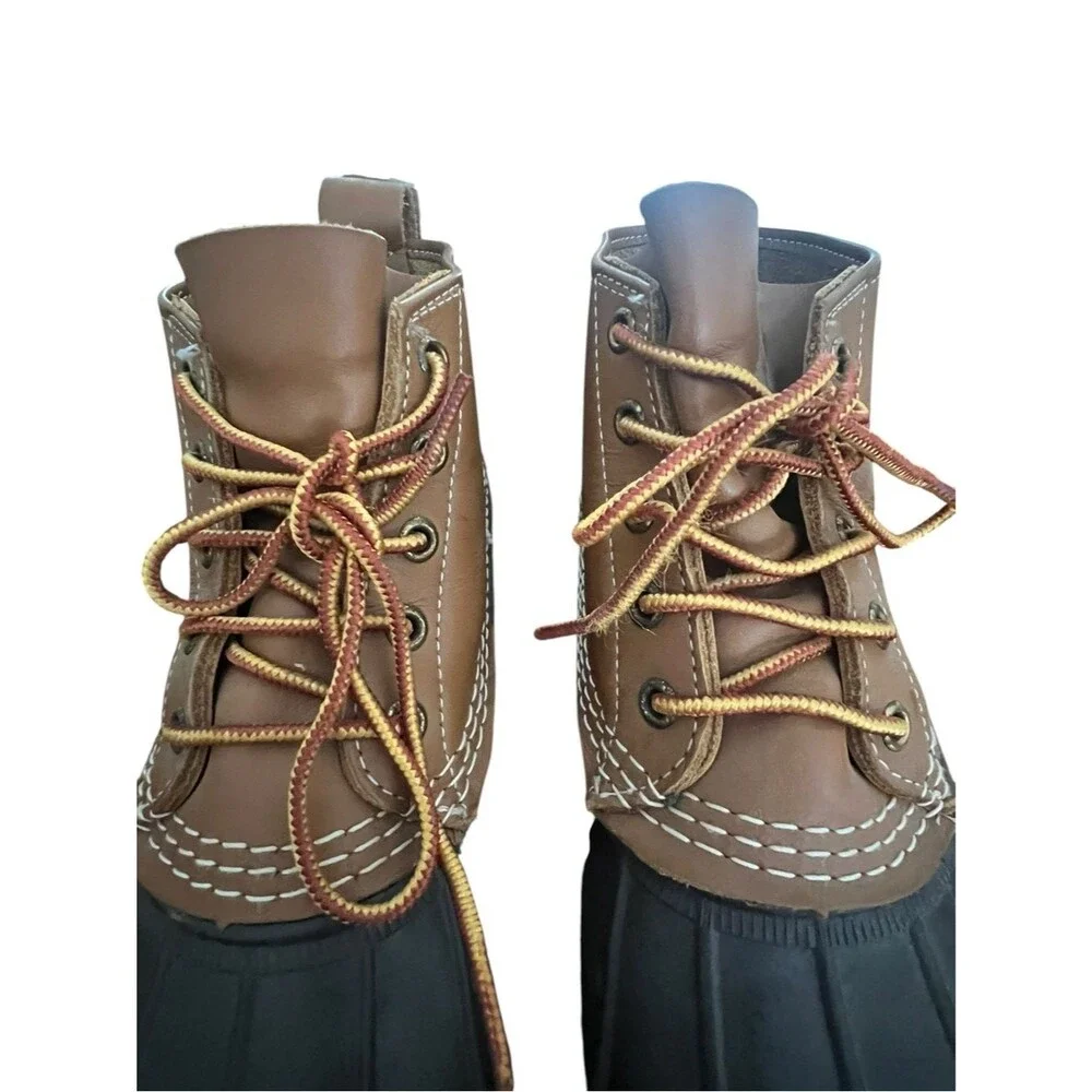 L.L.Bean Bean Boots 6” Men’s Size 8 Brown Leather Rubber Duck Boots Made USA